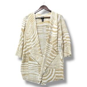 Chico's Women's Sheer Beige Geometric Long Jacket‎ Size S Travel Lagenlook Lagom